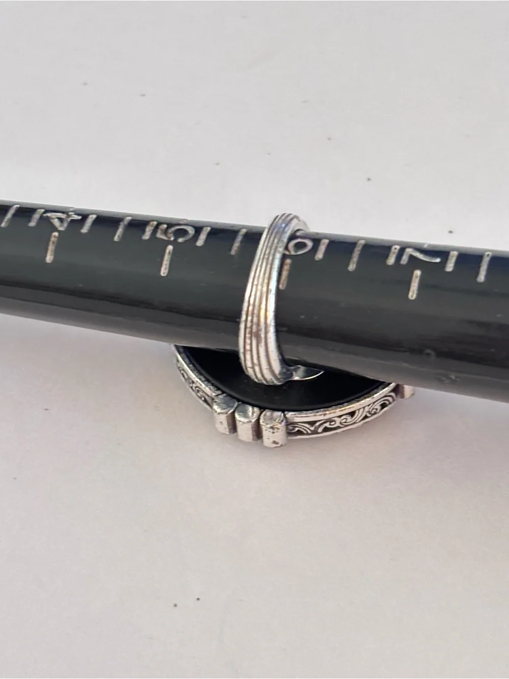 Brighton Silver Filigree Scroll Ring with Crystal Accents.  Scrollwork & Crystal